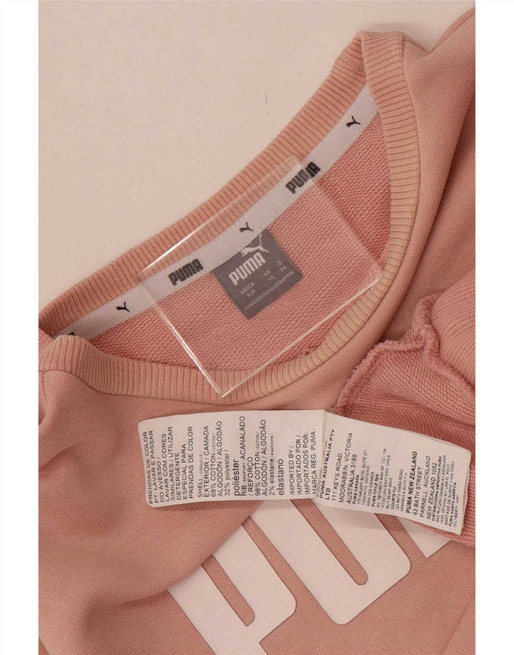 Puma Dame Grafisk Oversized Sweatshirt Jumper UK 10 Small Pink Bomuld