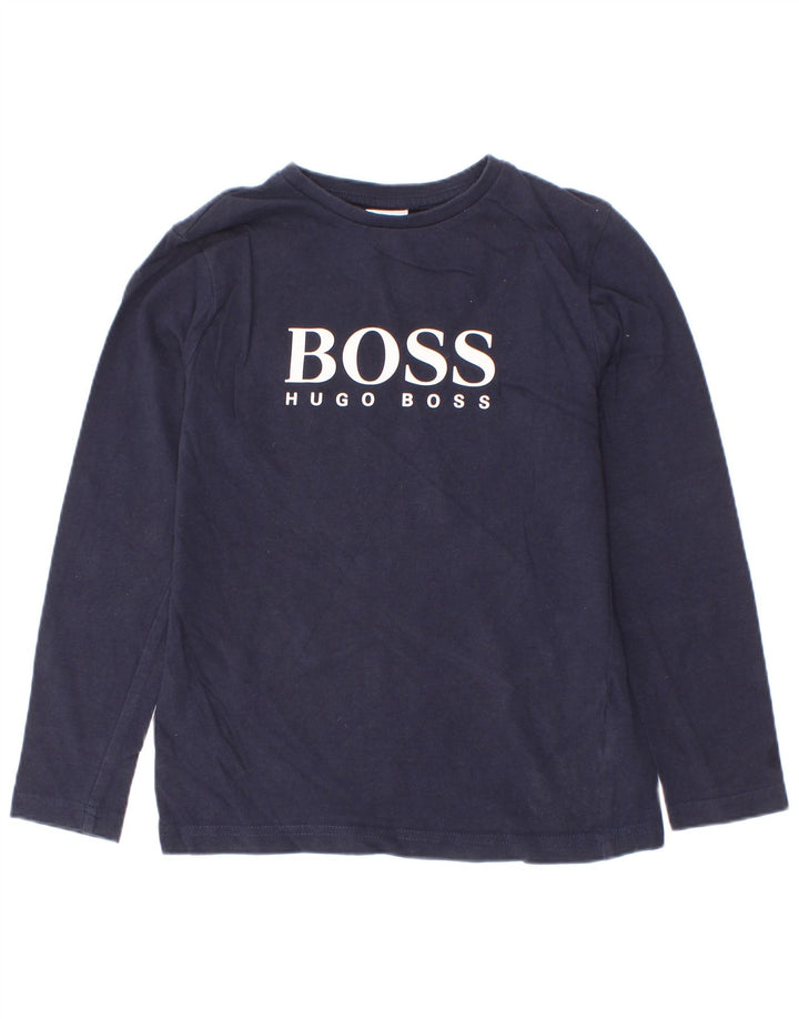 Hugo Boss drenge grafisk top langærmet 7-8 år marineblå bomuld
