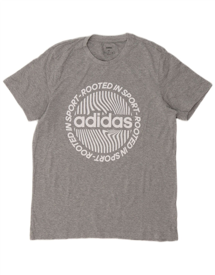 Adidas Herre grafisk T-shirt Top Medium Grey Flecked