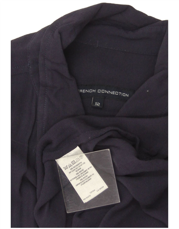 French Connection Dame Shirt Bluse UK 12 Medium Navy Blue Viscose