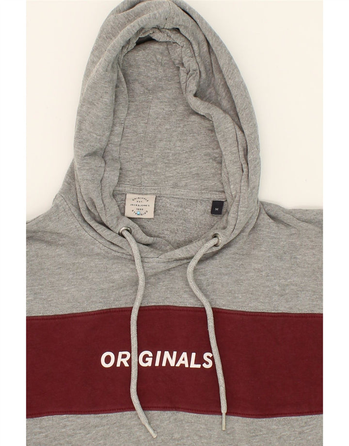 JACK & JONES Mens Graphic Hoodie Jumper Medium Grey Colourblock Cotton Vintage Jack & Jones and Second-Hand Jack & Jones from Messina Hembry 