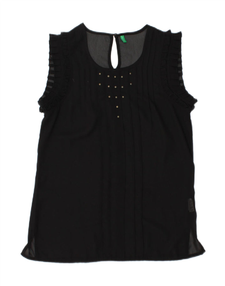 BENETTON Womens Sleeveless Blouse Top UK 10 Small Black Polyester Vintage Benetton and Second-Hand Benetton from Messina Hembry 