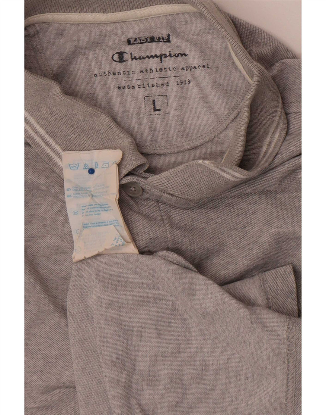 Champion Langærmet Polo Shirt til mænd Stor grå bomuld