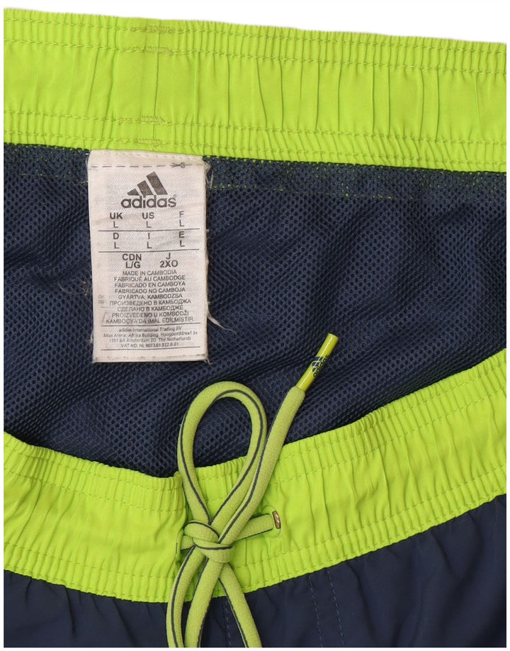 Adidas Herre Sportshorts Large Navy Blue Colourblock Polyester