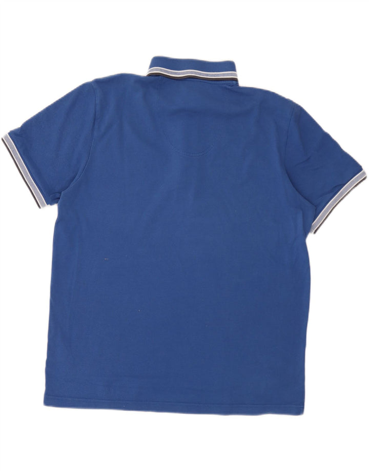Hugo Boss herre poloshirt XL blå stribet bomuld
