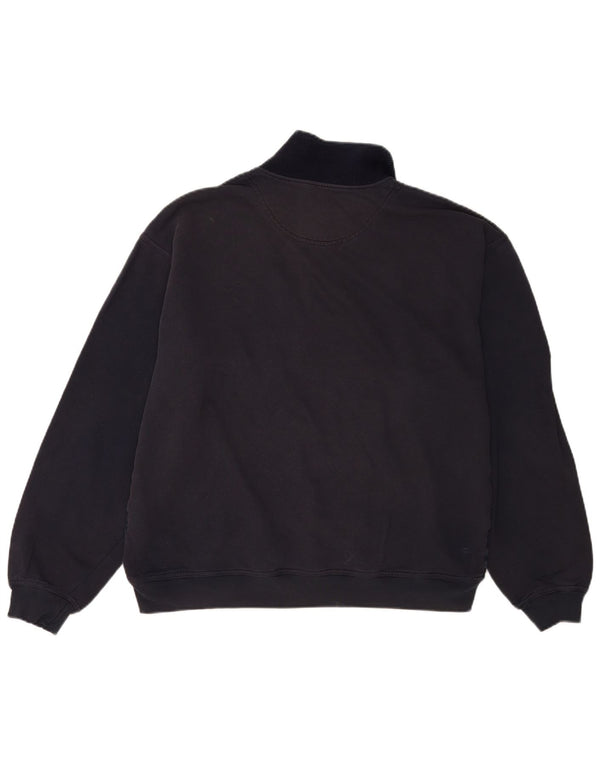 Marks & Spencer Herre Polo Neck Sweatshirt Jumper Large Navy Blue Check