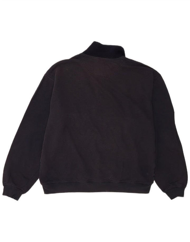 Marks & Spencer Herre Polo Neck Sweatshirt Jumper Large Navy Blue Check