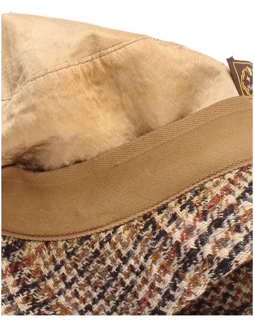 Vintage Bucket Hat til mænd Large Beige Houndstooth Classic