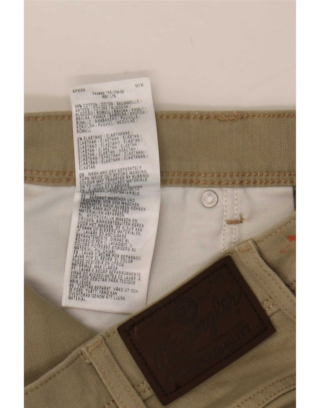 Wrangler herre cropped jeans W36 L25 beige bomuld