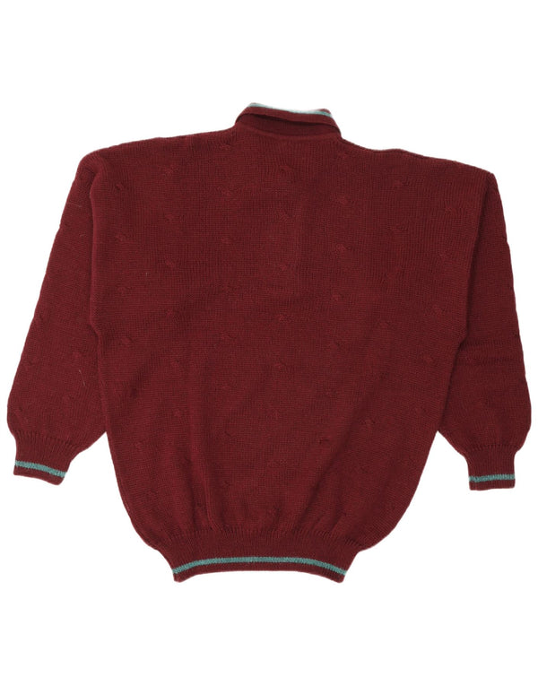 Vintage herre polo hals sweater XL Bourgogne uld