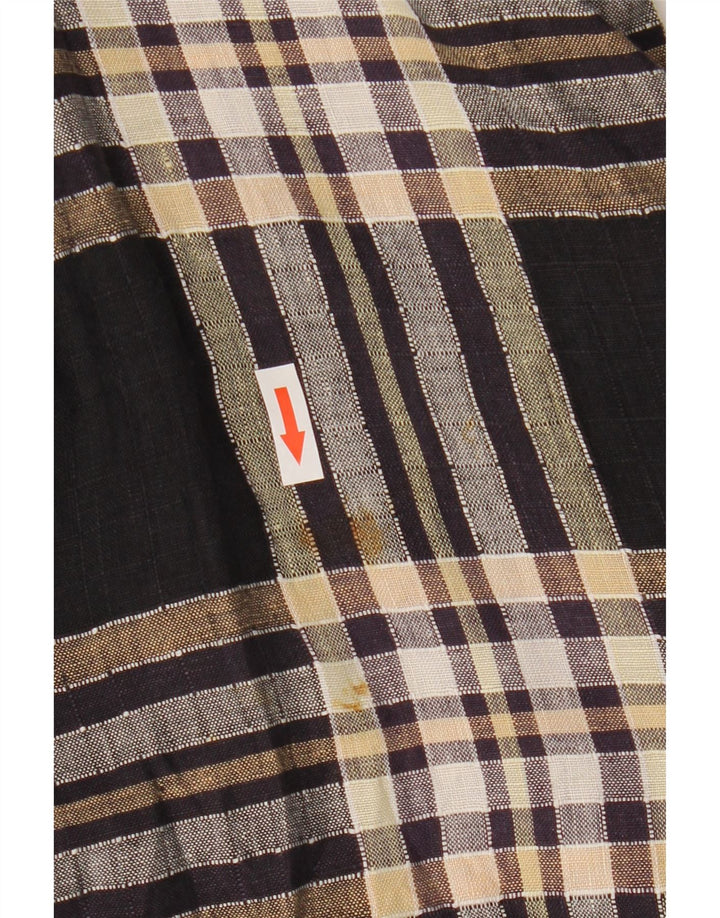 Vintage dame 1 knap kortærmet blazerjakke IT 44 Medium Sort Plaid