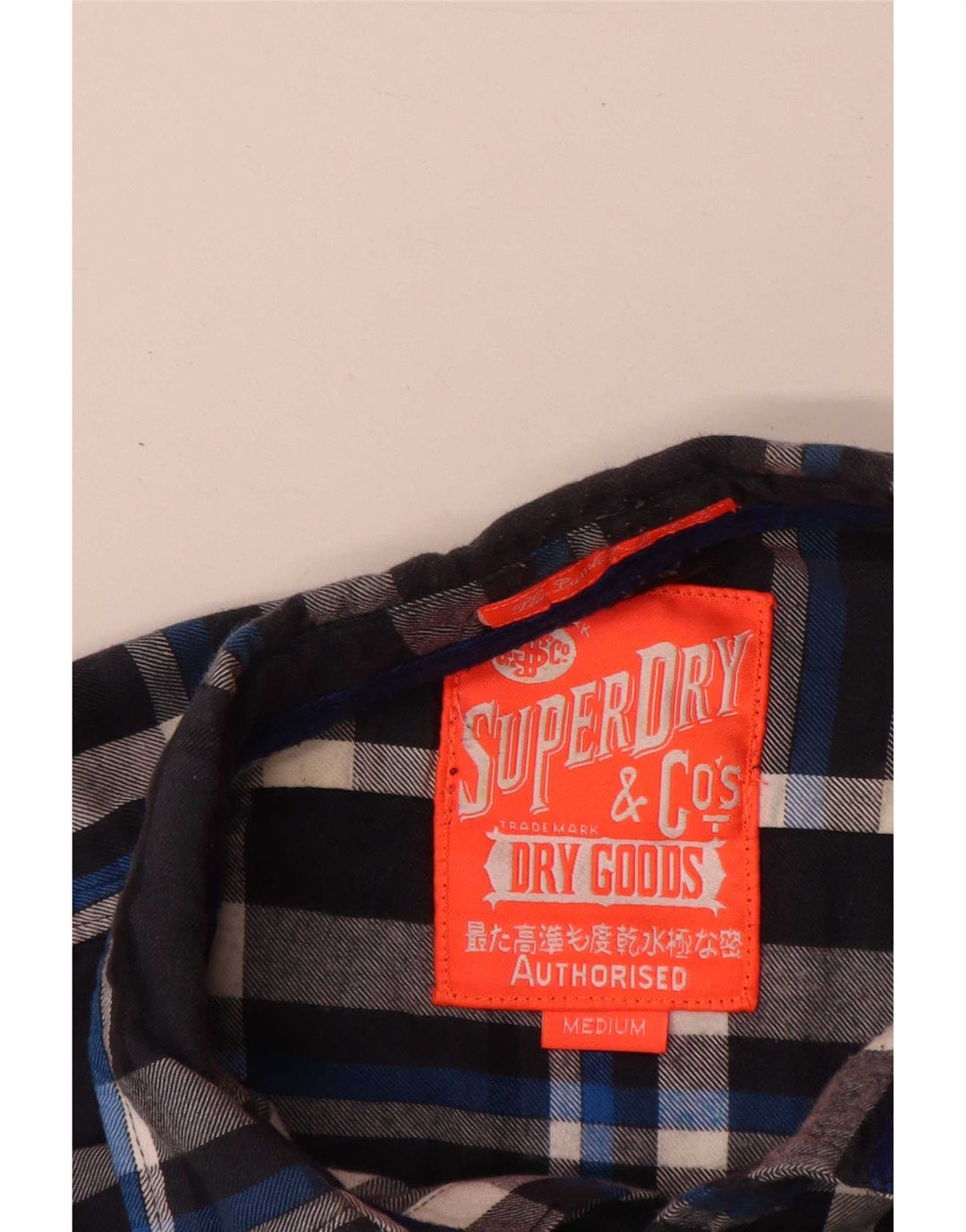 Superdry Flanelskjorte til mænd Medium Marineblå Plaid Bomuld