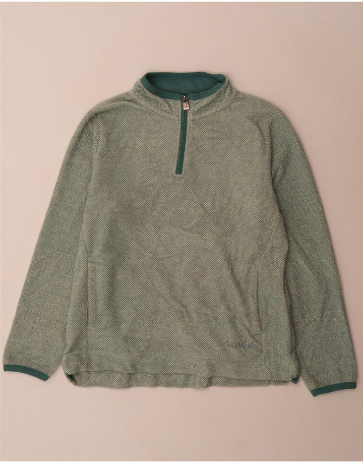 Weird Fish Womens Zip Neck Sweatshirt Jumper UK 14 Large Green Polyester