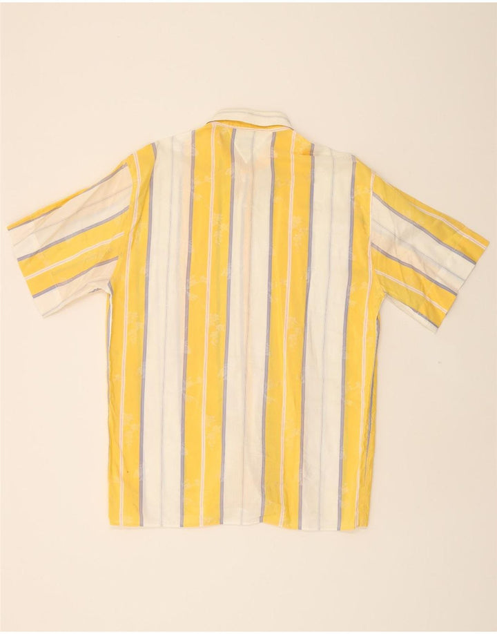 VINTAGE Mens Short Sleeve Shirt Medium Yellow Striped Vintage Vintage and Second-Hand Vintage from Messina Hembry 