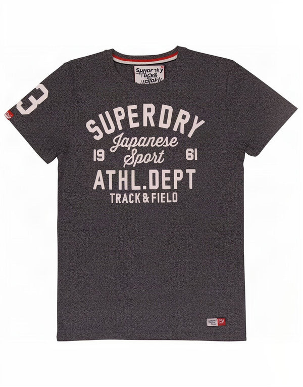 Superdry grafisk t-shirt til mænd, mellemgrå flækket bomuld
