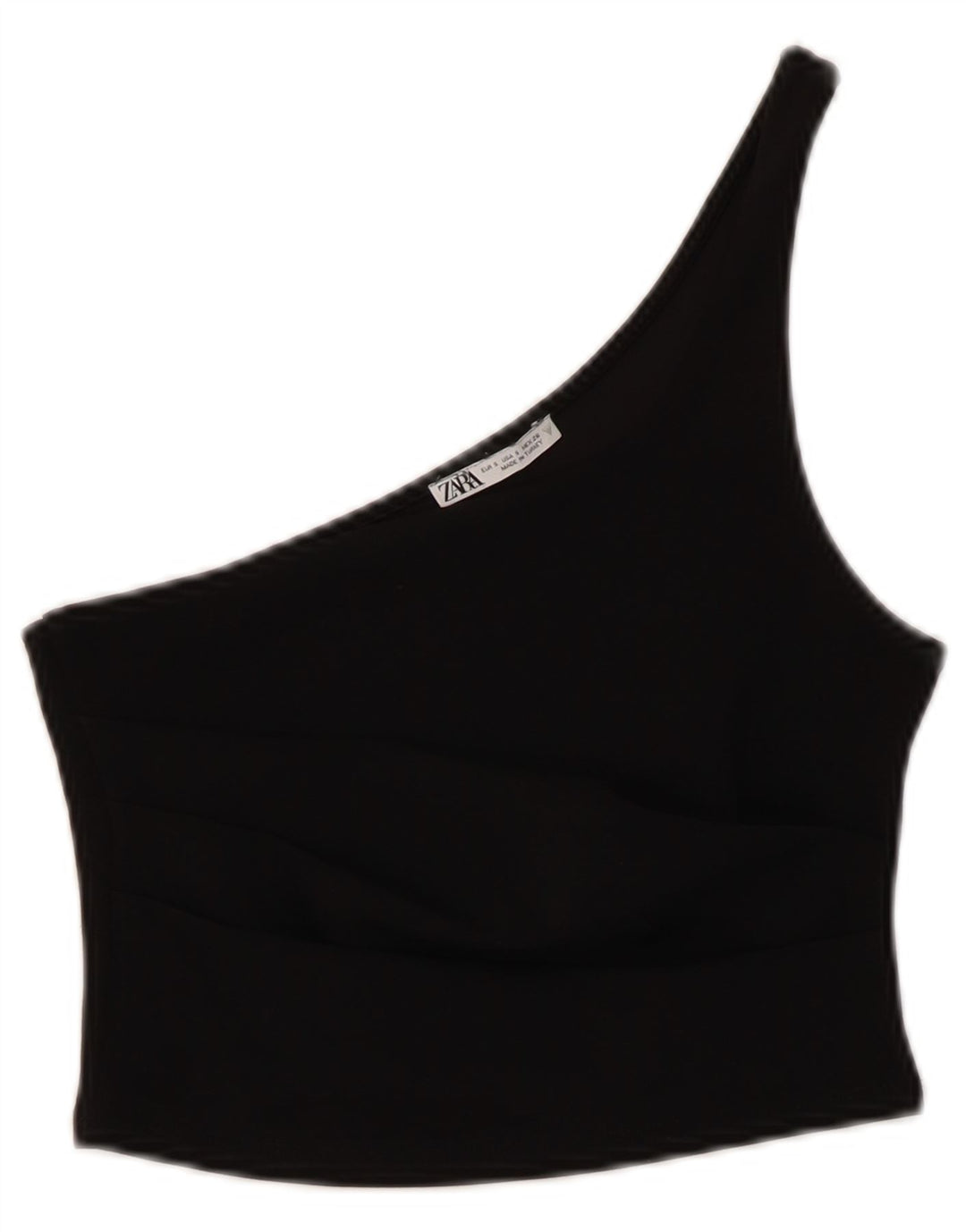 Zara Womens Crop One Shoulder Top UK 8 Small Black Polyester