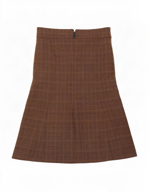 East Womens A-Line Skirt UK 12 Medium W30 Brown Plaid Polyester