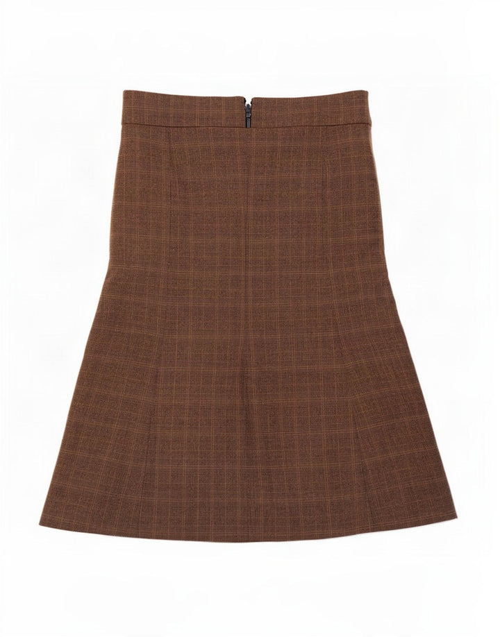 East Womens A-Line nederdel UK 12 Medium W30 Brown Plaid Polyester