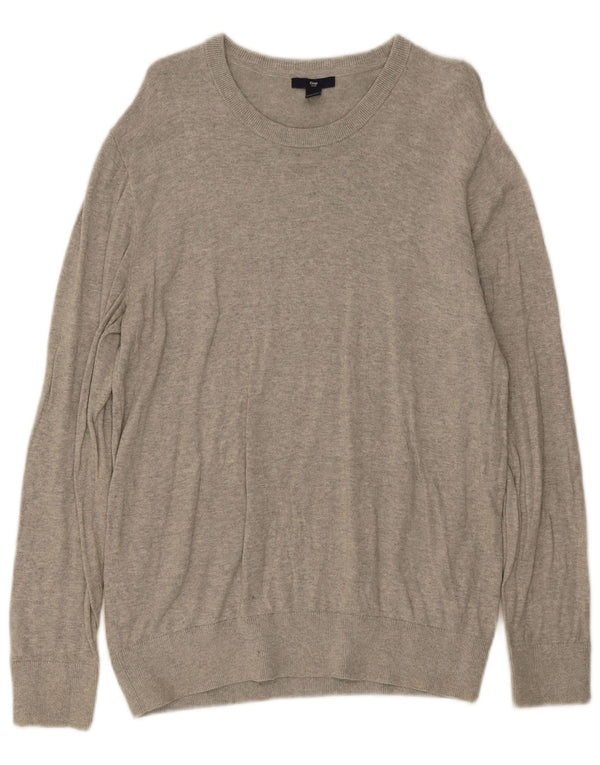 Gap Herre Boat Neck Jumper Sweater Medium Grey Flecked Bomuld
