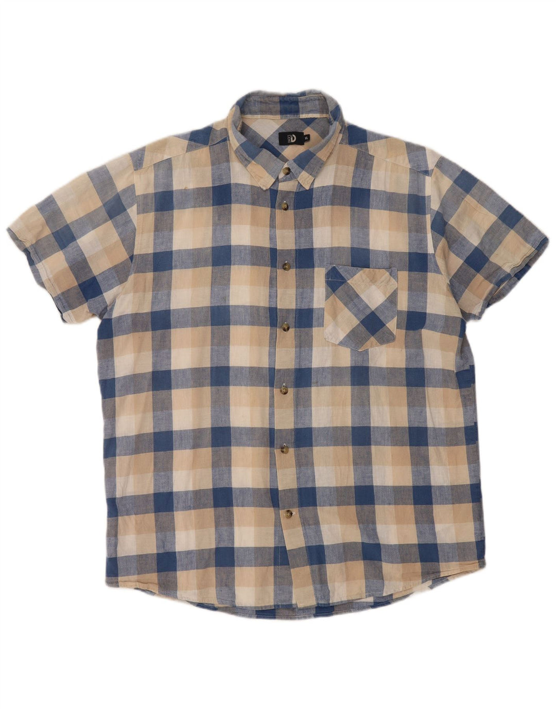 Dacks Kortærmede Herreskjorte XL Beige Gingham Linen