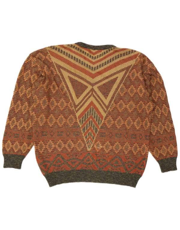 Vintage herre rund hals med rund hals sweater XL flerfarvet geometrisk
