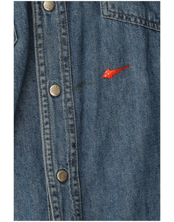 KANTAROS Mens Denim Shirt 2XL Blue Cotton