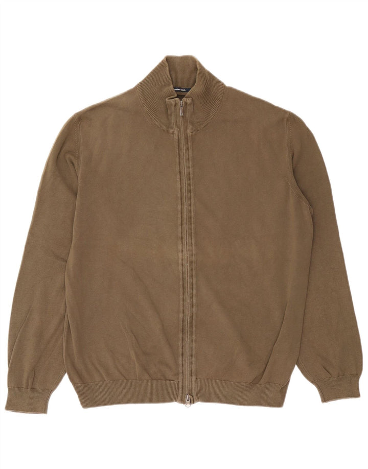 Massimo Dutti Herre Cardigan Sweater Stor Khaki Bomuld