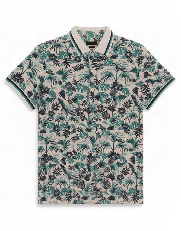 Zara Herre Muscle Short Sleeve Shirt XL White Floral Cotton Hawaiian