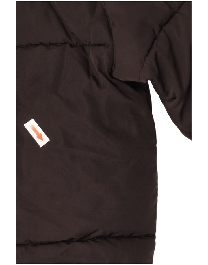 Zara Dame Hætte Polstret Jakke UK 42 XL Sort Polyester