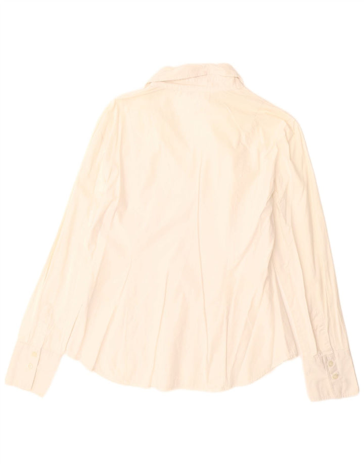 Benetton Dame Pullover Shirt UK 16 Large Off White Bomuld