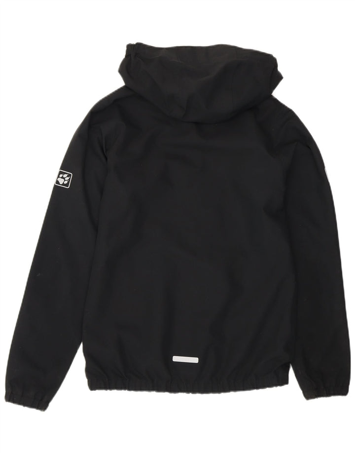 Jack Wolfskin drenge grafisk hætte regnjakke 11-12 år sort polyester