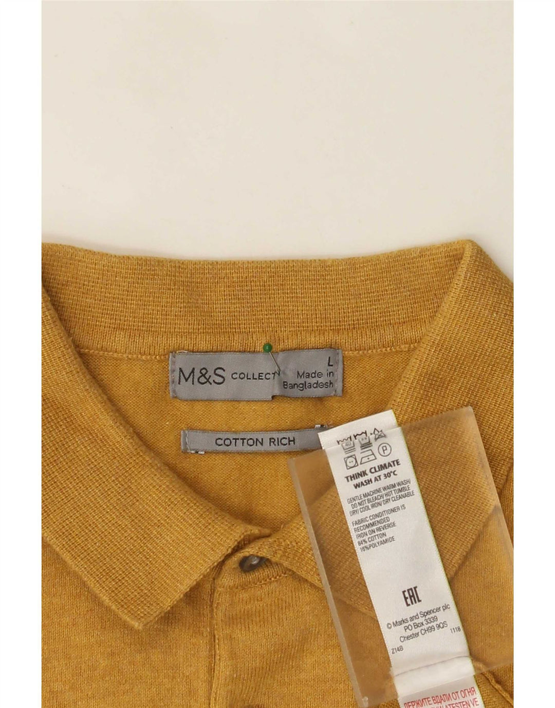 Marks & Spencer Herre Kortærmet Polo Neck Sweater Stor Gul