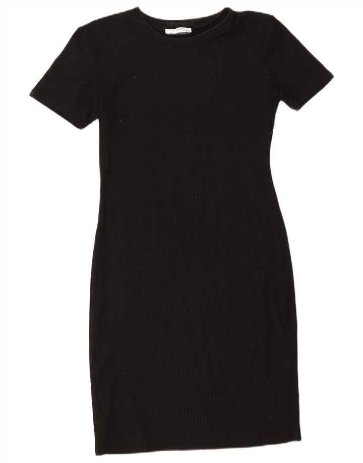 Zara Dame Trafaluc Skede Kjole UK 12 Medium Sort Polyester