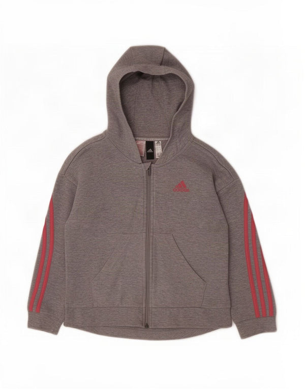 Adidas hættetrøje med lynlås til piger 9-10 år Grå Flecked Bomuld