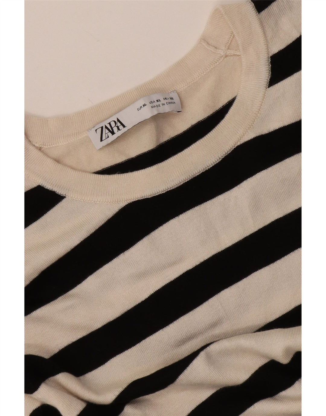 Zara Dame Bluse Top UK 18 XL Hvid Stribet