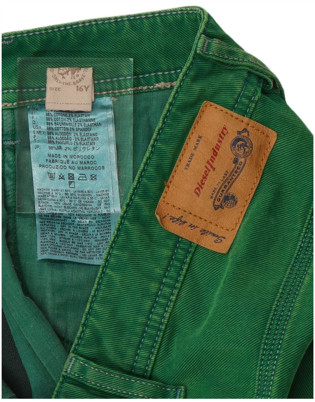 DIESEL Drenge Denim Shorts 15-16 år W32 Grøn Bomuld