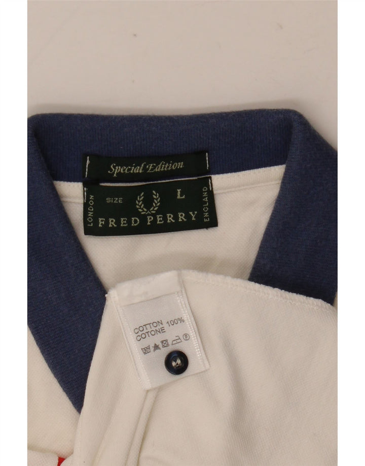 Fred Perry Herre Rugby Polo Shirt Stor hvid bomuld