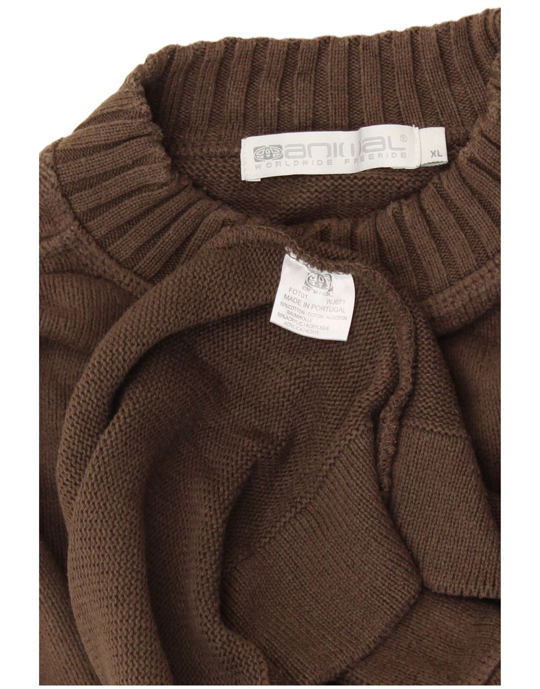 ANIMAL Herre Crew Neck Jumper Sweater XL Brun Bomuld