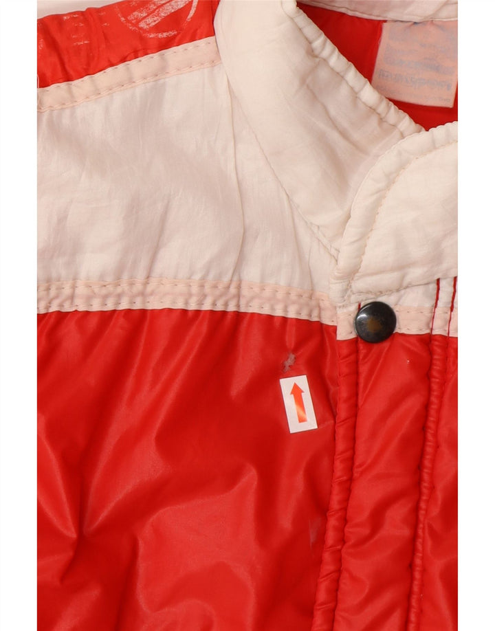 Vintage Polstret Gilet til mænd UK 36 Small Red Colourblock Polyamid