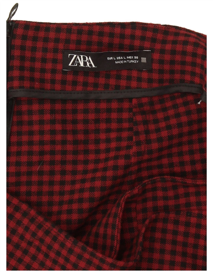 Zara Dame Casual Shorts Large W30 L3 Red Gingham