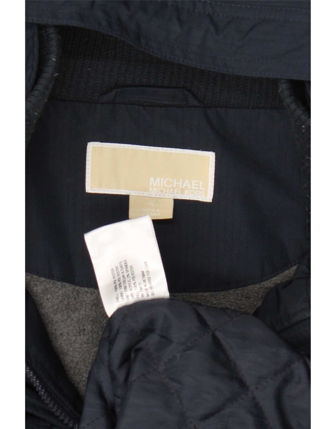 Michael Kors Dame Hooded Parka Jacket UK 18 XL Navy Blue Polyester