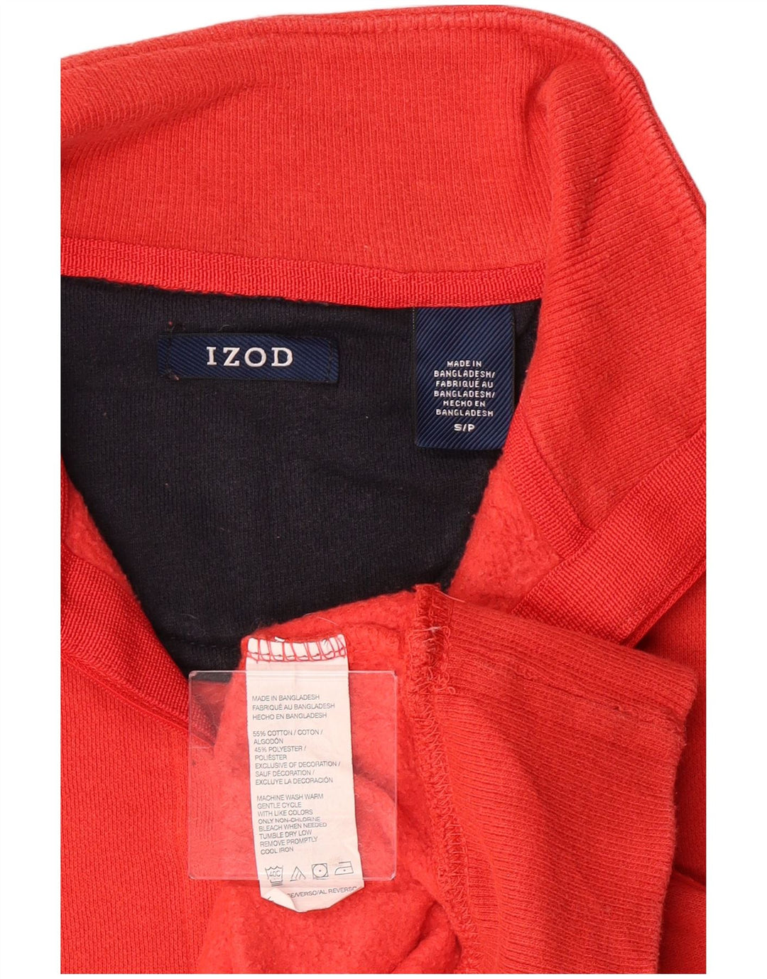 Izod Herre 1/4 Zip Sweatshirt Jumper Lille Rød Bomuld