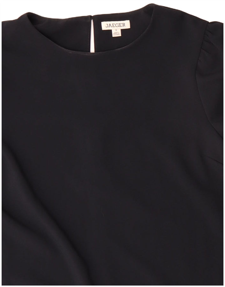 JAEGER Langærmet Shift-kjole til kvinder UK 18 XL marineblå polyester