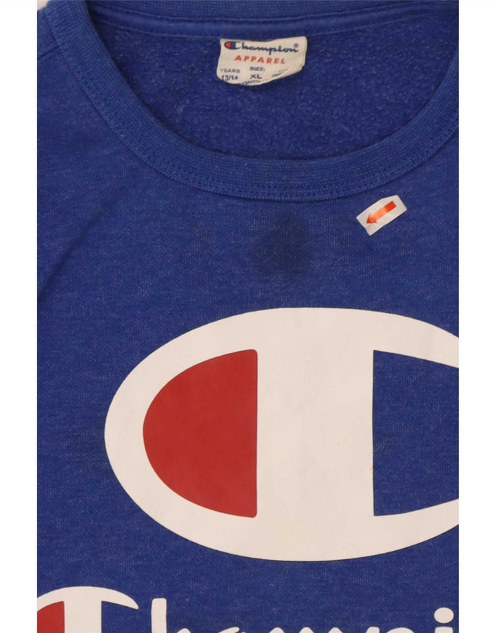 Champion Boys Grafisk Sweatshirt Jumper 13-14 år XL Blå Stribet