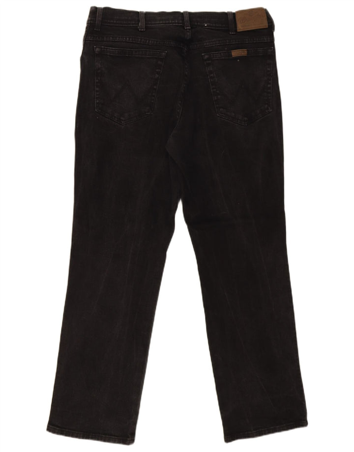 Wrangler Herre Regular Fit Straight Jeans W36 L30 Sort Bomuld