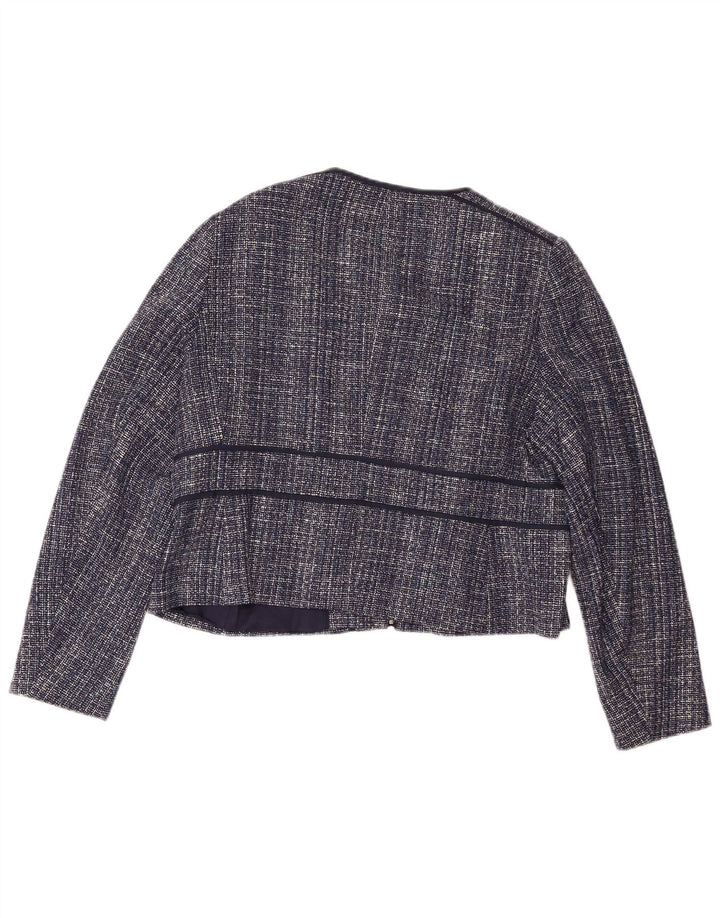 Hobbs Dame Crop Blazer Jacket UK 18 XL Navy Blue Flecked