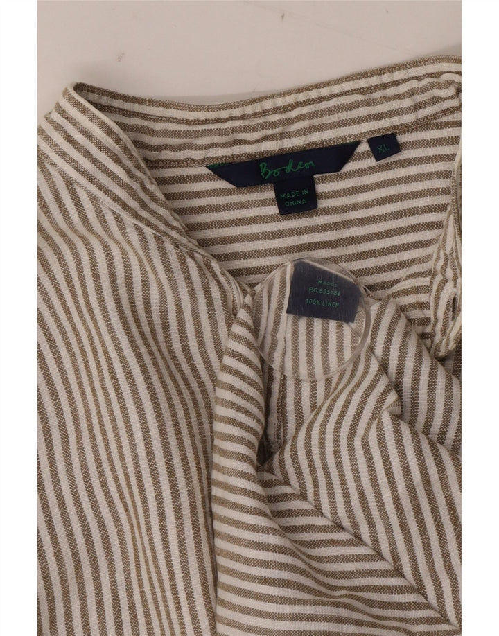 Boden Herre Pullover Shirt XL Brun nålestribet hør