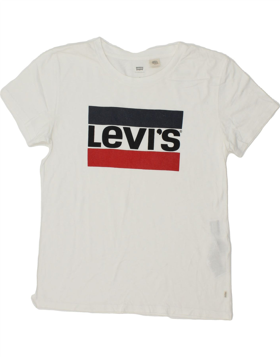 LEVI'S Womens Graphic T-Shirt Top UK 10 Small White Cotton Vintage Levi's and Second-Hand Levi's from Messina Hembry 