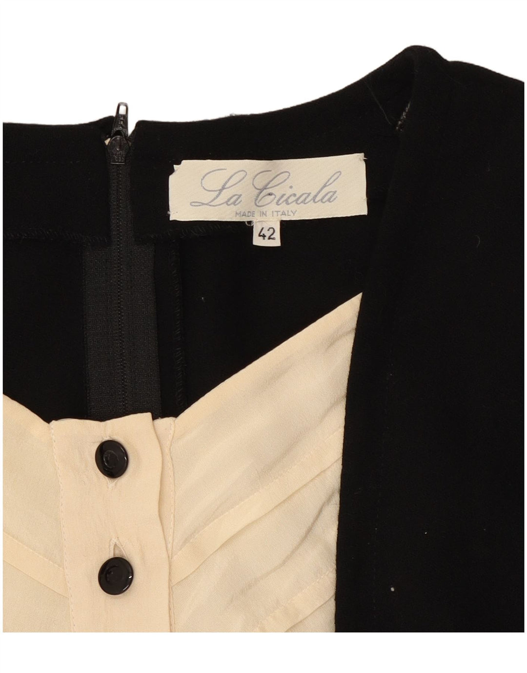 Vintage Dame Langærmet Skede Kjole IT 42 Medium Sort