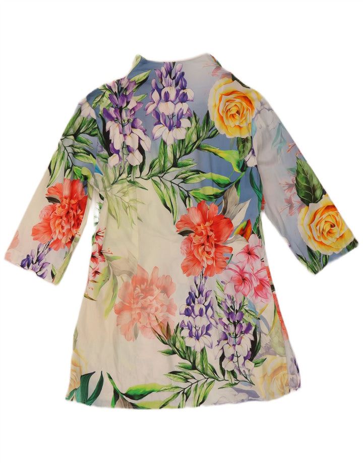 Naracamicie Dame Longline Shirt Bluse UK 16 Small Multicolored Floral